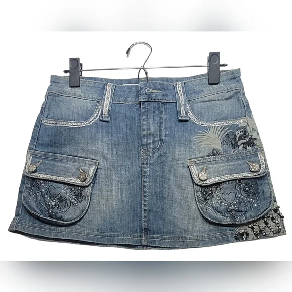 ❤️ ROSA & ROSE MINI SKIRT  LIGHT BLUE SIZE: M - Picture 4 of 12